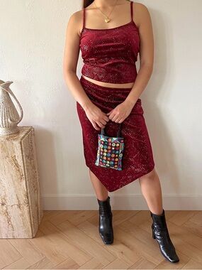 Vintage NWT Textured Velvet Handkerchief 2 Piece Coord Set sz M